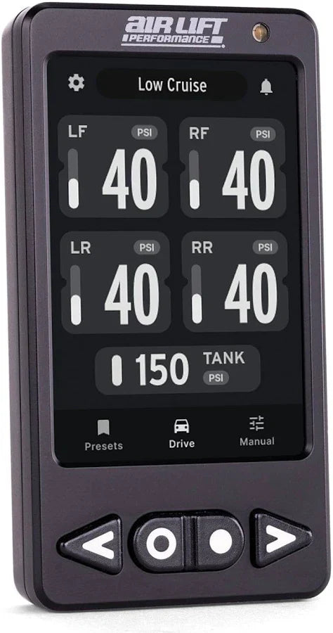 Air Lift performance digital gauge with display and control buttons on a white background